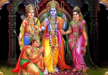 Lord Hanuman With Ram Sita And Lakshman Hd Wallpaper