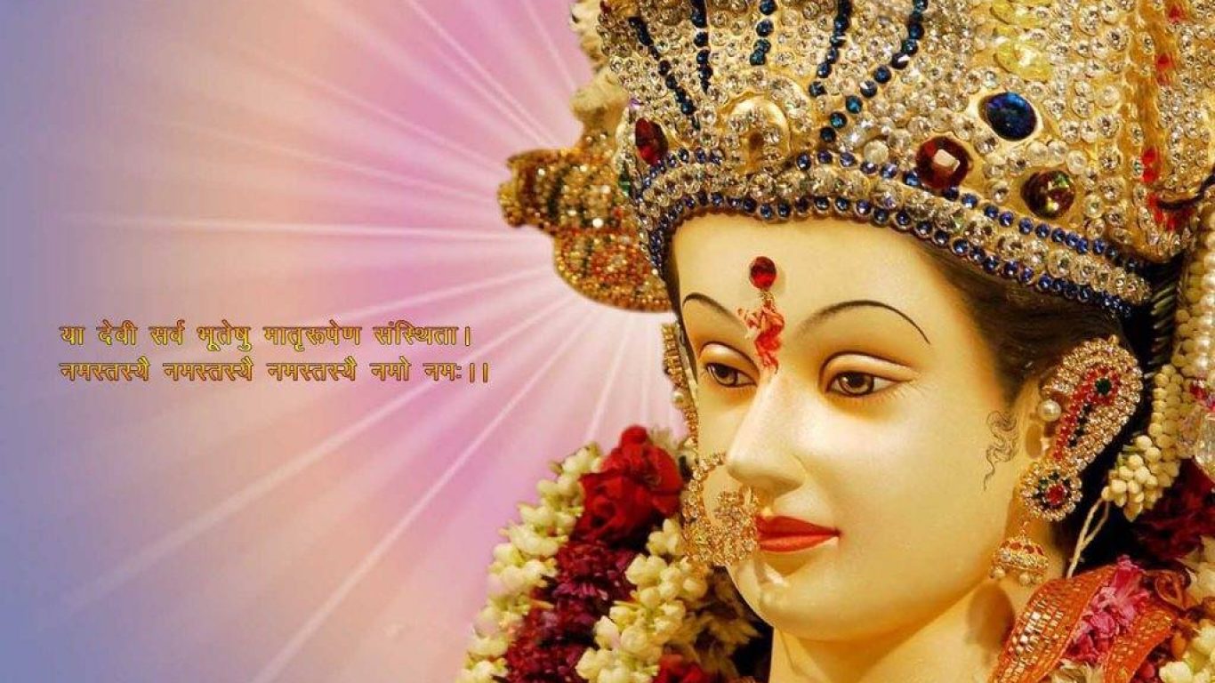 Maa Durga Full Hd Wallpaper With Quotes For Wishing Happy Navratri ...