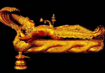 Gold Tatue Of Lord Vishnu 1366×768