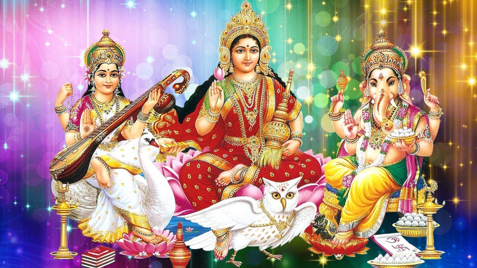 Lakshmi Ganesh Saraswati Desktop Wallpapers Hd | Goddess Maa Lakshmi