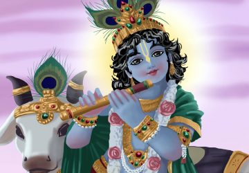 Little Krishna With Cow Images
