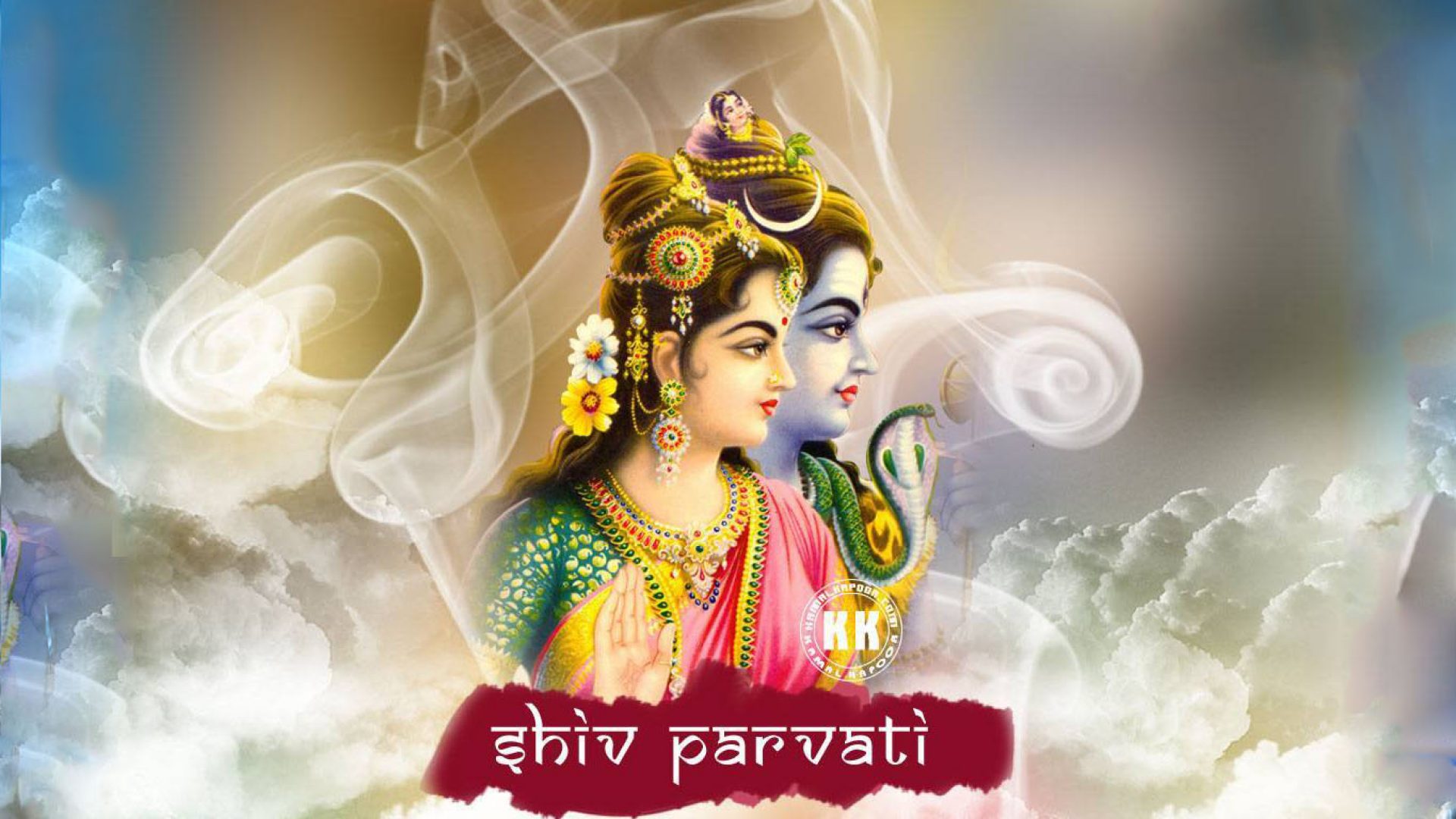 Shiv Parvati With Family Wallpaper ( Siize 24x29Inches )