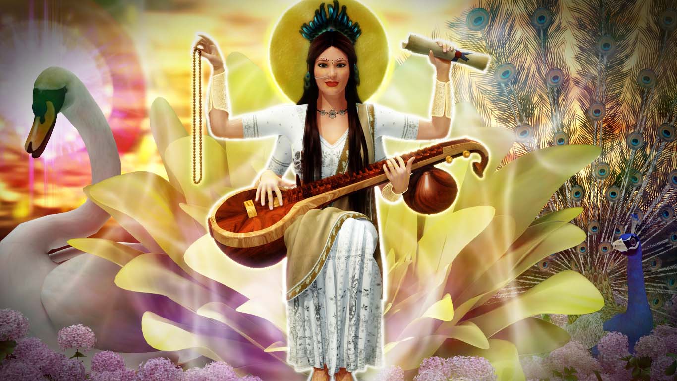 Maa Saraswati Hd 3d Images 1920×1080 | Hindu Gods and Goddesses