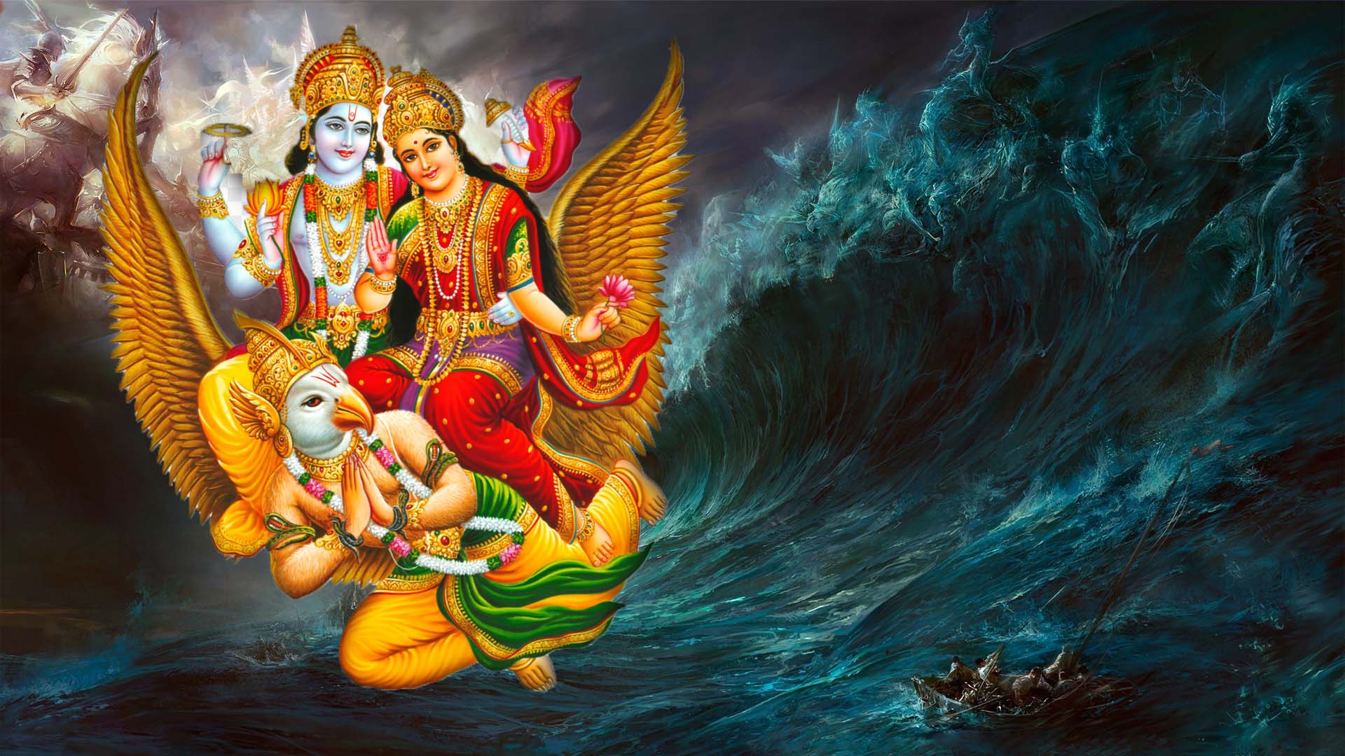 Vishnu Laxmi On Garuda | Hindu Gods and Goddesses