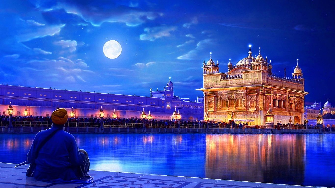 The Golden Temple At Night In Amritsar India 1366×768 Wallpaper