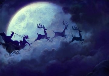 Best Santa Wallpaper Santas Sleigh And His Reindeer Full Moon Night 1920×1080