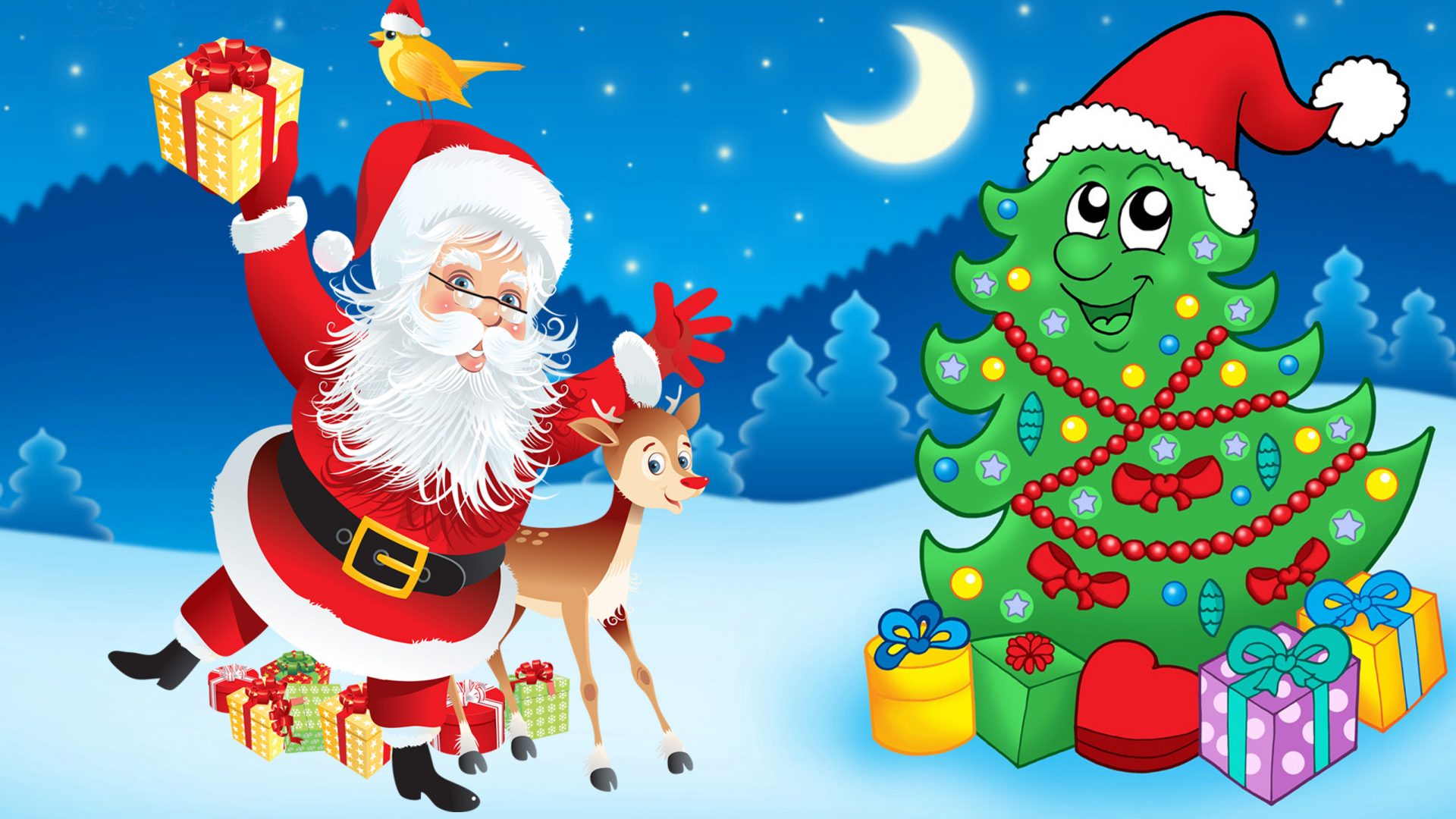 Images Of Santa Claus And Christmas Tree Hd