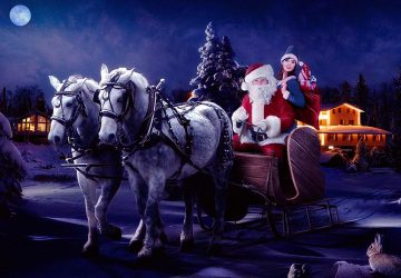 Santa Claus Carriage With Eight Deer Desktop Hd Wallpaper For Pc Tablet Android Mobile Download 1366×768 1920×1080