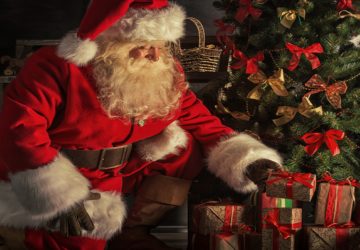 Santa Claus Gift Flower Wallpaper Download