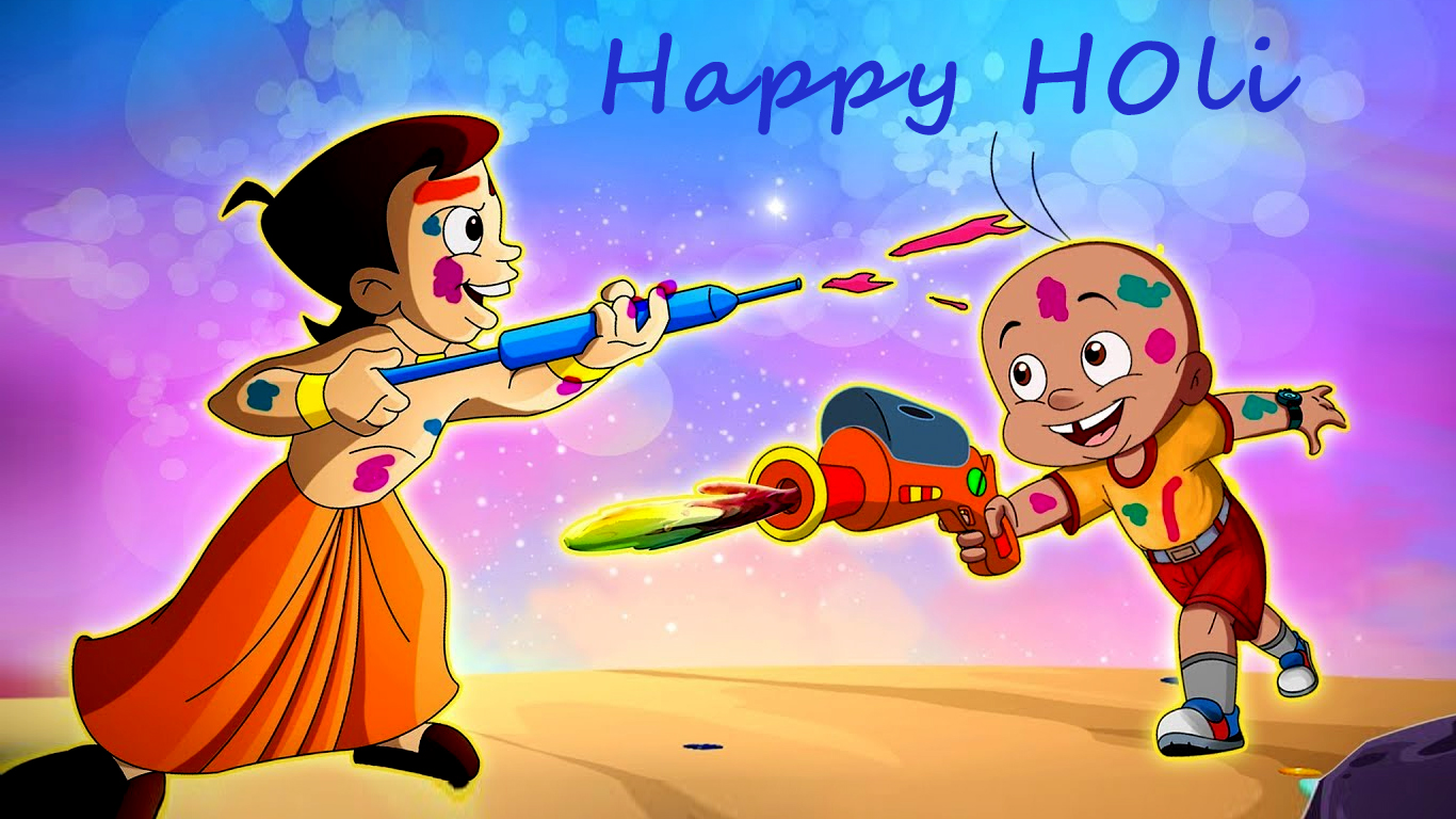 Happy Holi Funny Cartoon Images.