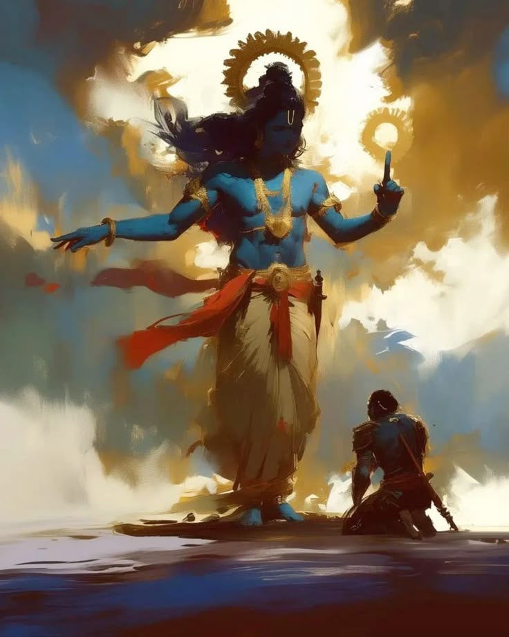 Lord Krishna Guiding Arjuna – Bhagavad Gita HD Image