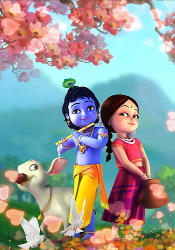Desktop-wallpaper-Little-radhe-krishna-animated