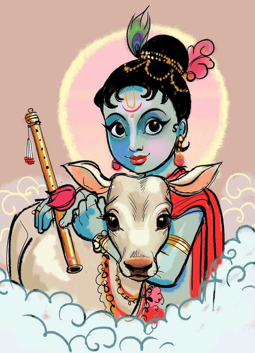 Desktop-wallpaper-krishna-drawing