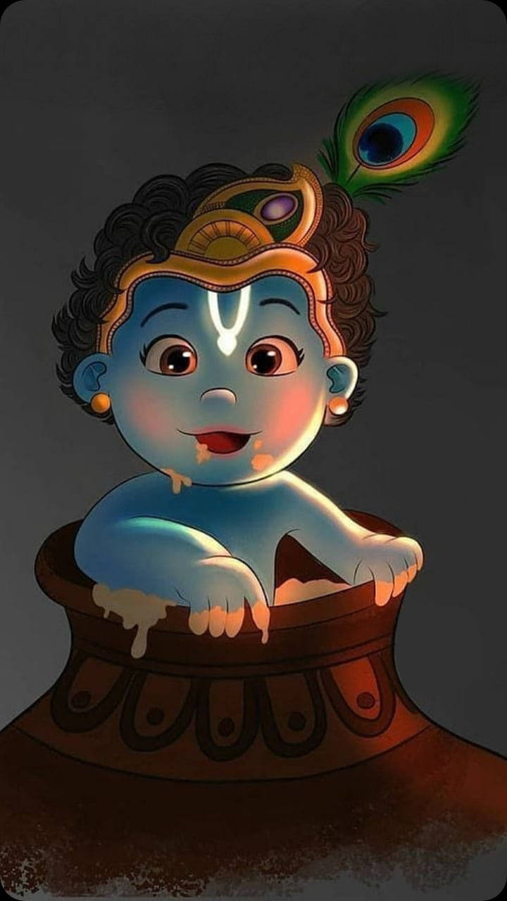 Cute Baby Krishna Wallpaper 4K